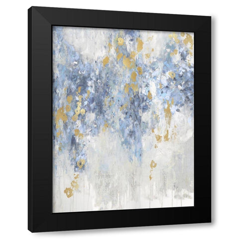 Cascade Blue with Gold Black Modern Wood Framed Art Print with Double Matting by Robbins, Nikki