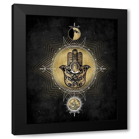 Hamsa Hand Celestial Black Modern Wood Framed Art Print by Jeffries, Oliver
