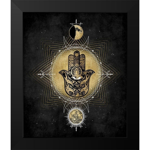 Hamsa Hand Celestial Black Modern Wood Framed Art Print by Jeffries, Oliver