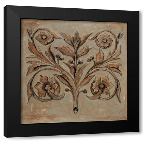 Decorative Scroll I Black Modern Wood Framed Art Print with Double Matting by Segovia, Pablo