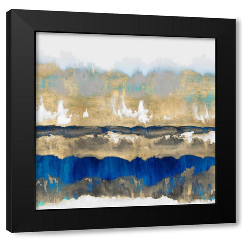Gradations in Blue and Gold Black Modern Wood Framed Art Print with Double Matting by Springer, Rachel