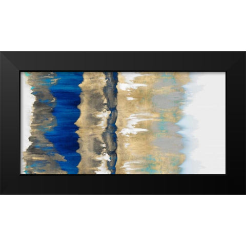 Resonate in Gold and Blue Black Modern Wood Framed Art Print by Springer, Rachel