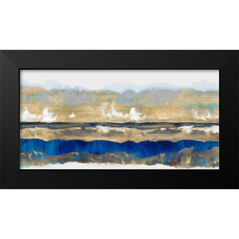Strata in Blue and Gold Black Modern Wood Framed Art Print by Springer, Rachel