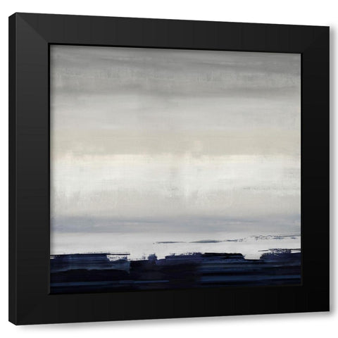 Blue Strokes Black Modern Wood Framed Art Print with Double Matting by Springer, Rachel