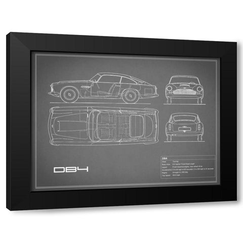 Aston DB4 -Grey Black Modern Wood Framed Art Print by Rogan, Mark