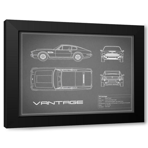 Aston V8 Vantage-Grey Black Modern Wood Framed Art Print by Rogan, Mark