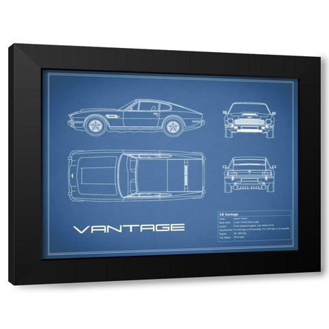 Aston V8 Vantage-Blue Black Modern Wood Framed Art Print by Rogan, Mark