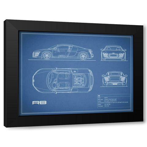 Audi R8 V10-Blue Black Modern Wood Framed Art Print by Rogan, Mark