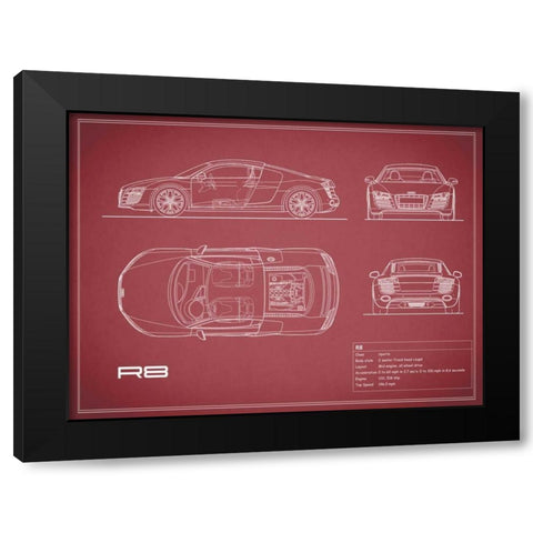 Audi R8 V10-Maroon Black Modern Wood Framed Art Print by Rogan, Mark
