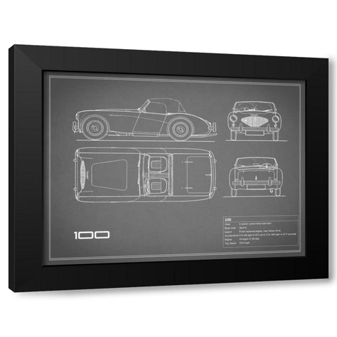 Austin-Healey 100-Grey Black Modern Wood Framed Art Print with Double Matting by Rogan, Mark