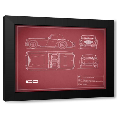 Austin-Healey 100-Maroon Black Modern Wood Framed Art Print with Double Matting by Rogan, Mark