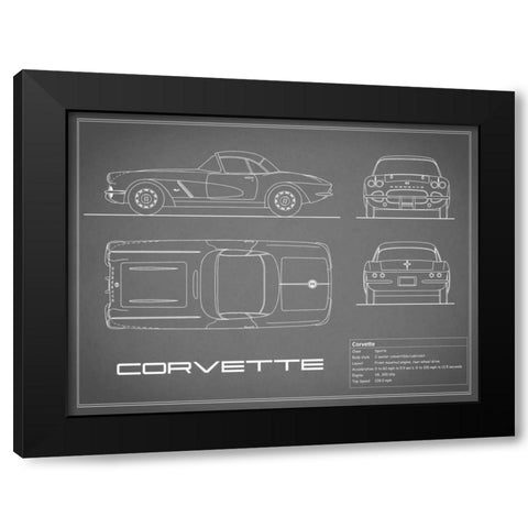 Corvette 33BHP-Grey Black Modern Wood Framed Art Print by Rogan, Mark