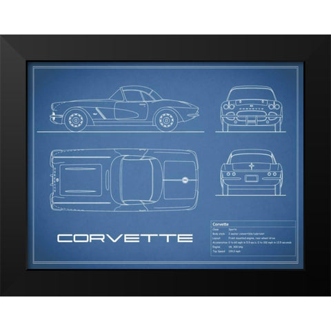 Corvette 33BHP-Blue Black Modern Wood Framed Art Print by Rogan, Mark