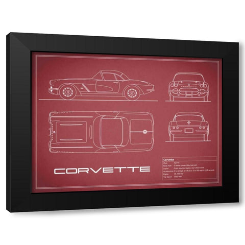 Corvette 33BHP-Maroon Black Modern Wood Framed Art Print by Rogan, Mark