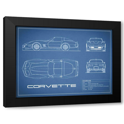 Corvette C3-Blue Black Modern Wood Framed Art Print by Rogan, Mark