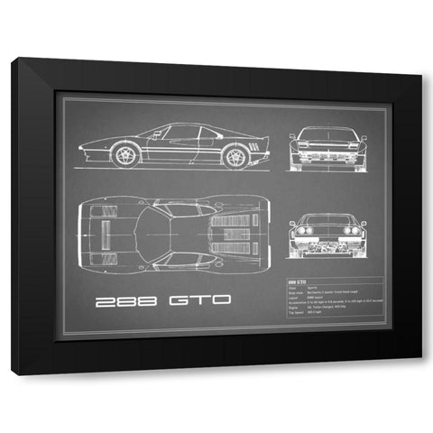 Ferrari 288-GTO-Grey Black Modern Wood Framed Art Print with Double Matting by Rogan, Mark