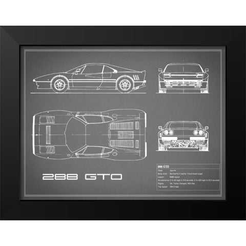 Ferrari 288-GTO-Grey Black Modern Wood Framed Art Print by Rogan, Mark