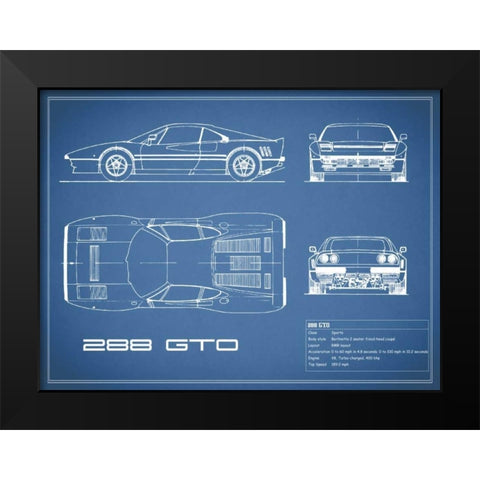 Ferrari 288-GTO-Blue Black Modern Wood Framed Art Print by Rogan, Mark