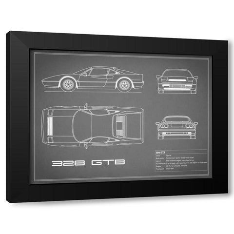 Ferrari 328-GTB-Grey Black Modern Wood Framed Art Print by Rogan, Mark