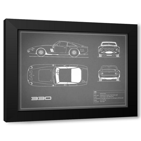 Ferrari 330-Grey Black Modern Wood Framed Art Print with Double Matting by Rogan, Mark