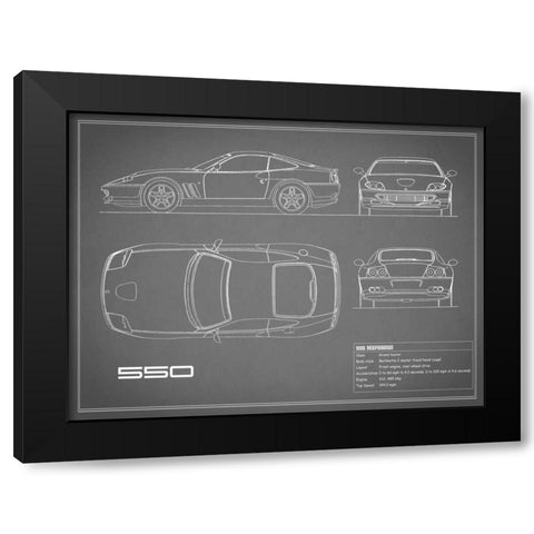 Ferrari 550-Grey Black Modern Wood Framed Art Print by Rogan, Mark