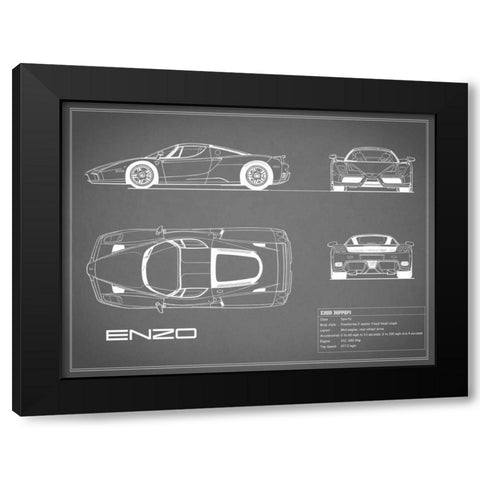 Ferrari Enzo-Grey Black Modern Wood Framed Art Print by Rogan, Mark