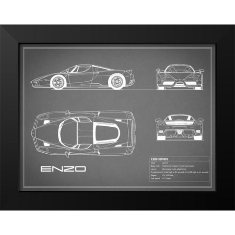 Ferrari Enzo-Grey Black Modern Wood Framed Art Print by Rogan, Mark