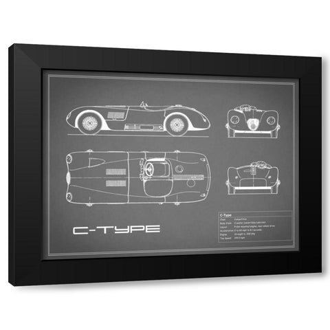 Jaguar C-Type-Grey Black Modern Wood Framed Art Print with Double Matting by Rogan, Mark