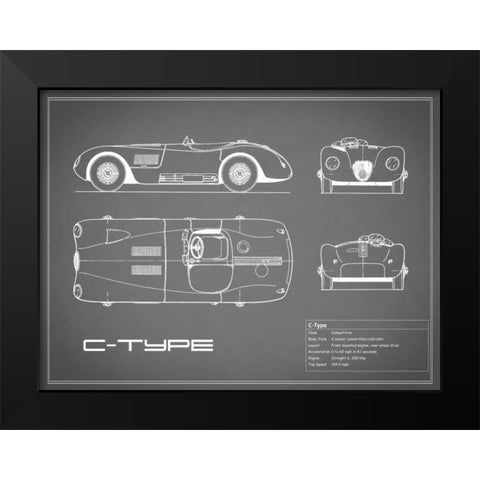 Jaguar C-Type-Grey Black Modern Wood Framed Art Print by Rogan, Mark