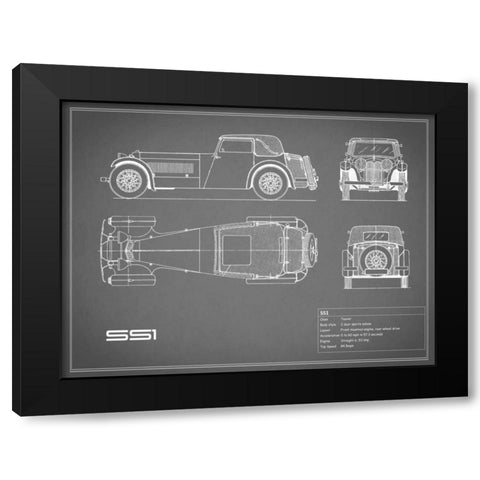 Jaguar SS1-Grey Black Modern Wood Framed Art Print by Rogan, Mark