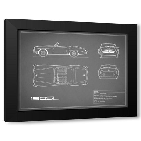Mercedes 190-SL-Grey Black Modern Wood Framed Art Print with Double Matting by Rogan, Mark