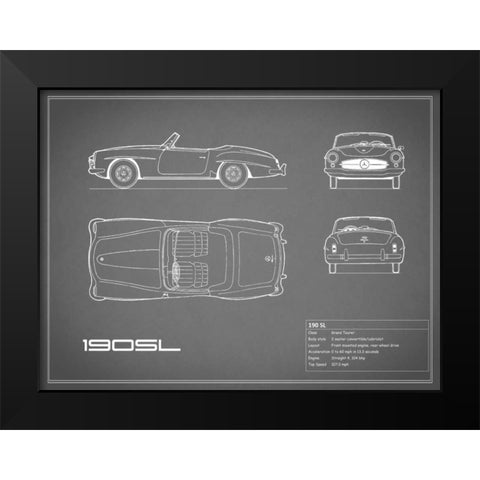 Mercedes 190-SL-Grey Black Modern Wood Framed Art Print by Rogan, Mark