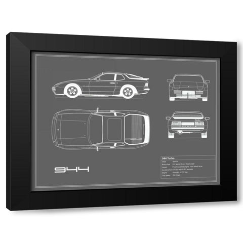 Porsche 944 Turbo-Grey Black Modern Wood Framed Art Print by Rogan, Mark