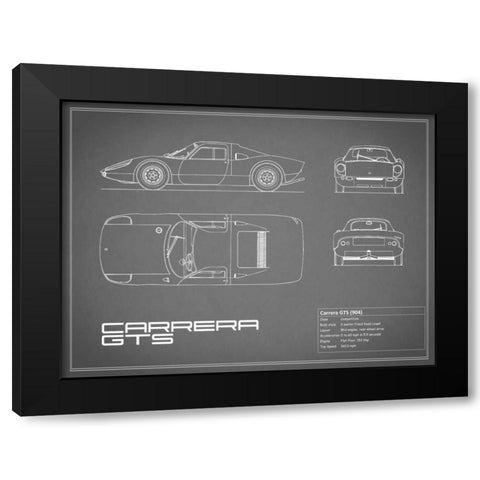 Porsche Carrera GTS-Grey Black Modern Wood Framed Art Print by Rogan, Mark