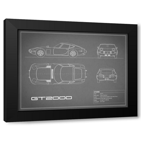 Toyota GT2000-Grey Black Modern Wood Framed Art Print by Rogan, Mark
