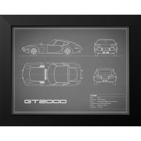 Toyota GT2000-Grey Black Modern Wood Framed Art Print by Rogan, Mark