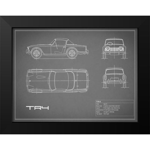Triumph TR4-Grey Black Modern Wood Framed Art Print by Rogan, Mark