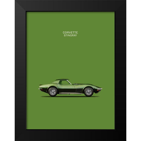 Corvette Stingray 1970 Green Black Modern Wood Framed Art Print by Rogan, Mark
