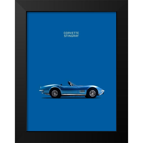 Corvette Stingray Blue Black Modern Wood Framed Art Print by Rogan, Mark