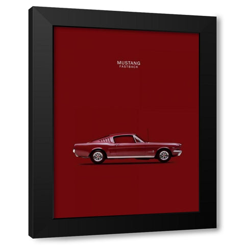 Mustang Fastback 65 Black Modern Wood Framed Art Print with Double Matting by Rogan, Mark