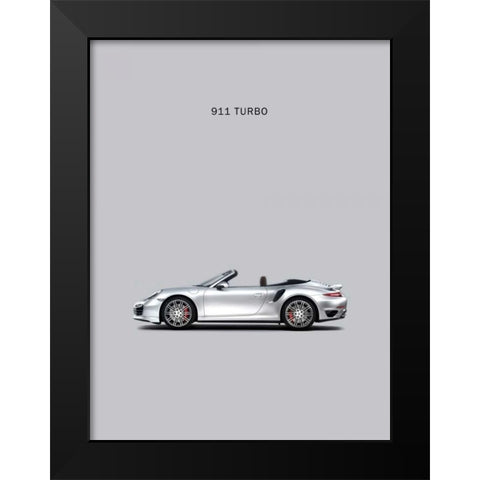 Porsche 911 Turbo Grey Black Modern Wood Framed Art Print by Rogan, Mark