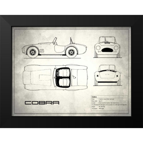AC Cobra White Black Modern Wood Framed Art Print by Rogan, Mark