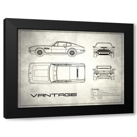 Aston V8 Vantage White Black Modern Wood Framed Art Print by Rogan, Mark
