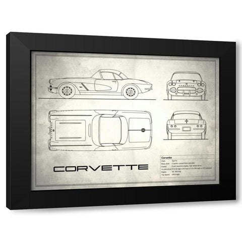 Corvette 33BHP White Black Modern Wood Framed Art Print with Double Matting by Rogan, Mark