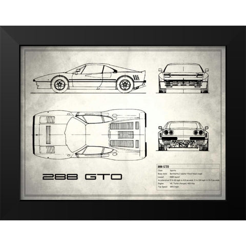 Ferrari 288-GTO White Black Modern Wood Framed Art Print by Rogan, Mark