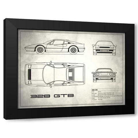 Ferrari 328-GTB White Black Modern Wood Framed Art Print by Rogan, Mark