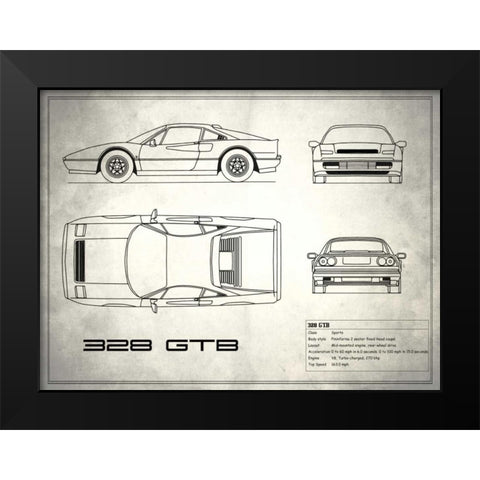 Ferrari 328-GTB White Black Modern Wood Framed Art Print by Rogan, Mark