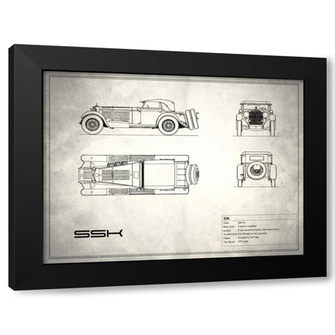 Mercedes SSK White Black Modern Wood Framed Art Print by Rogan, Mark