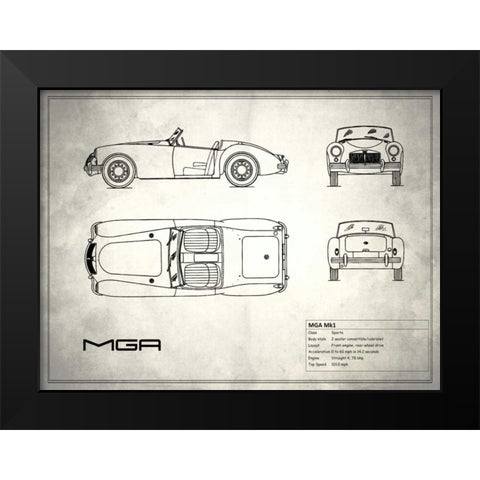 MG MGA White Black Modern Wood Framed Art Print by Rogan, Mark