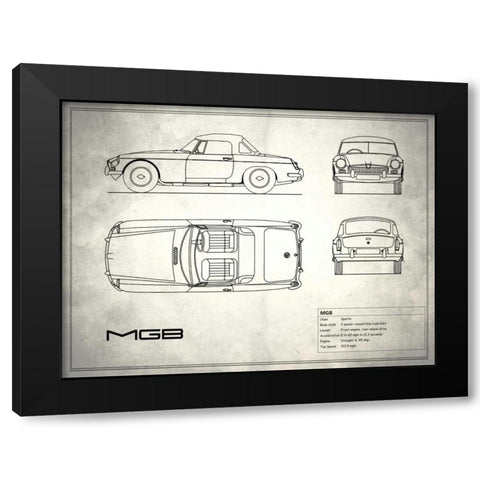 MG MGB White Black Modern Wood Framed Art Print with Double Matting by Rogan, Mark